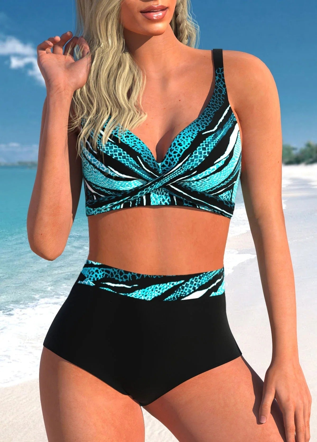 EM | Gepunkteter & gestreifter Bikini