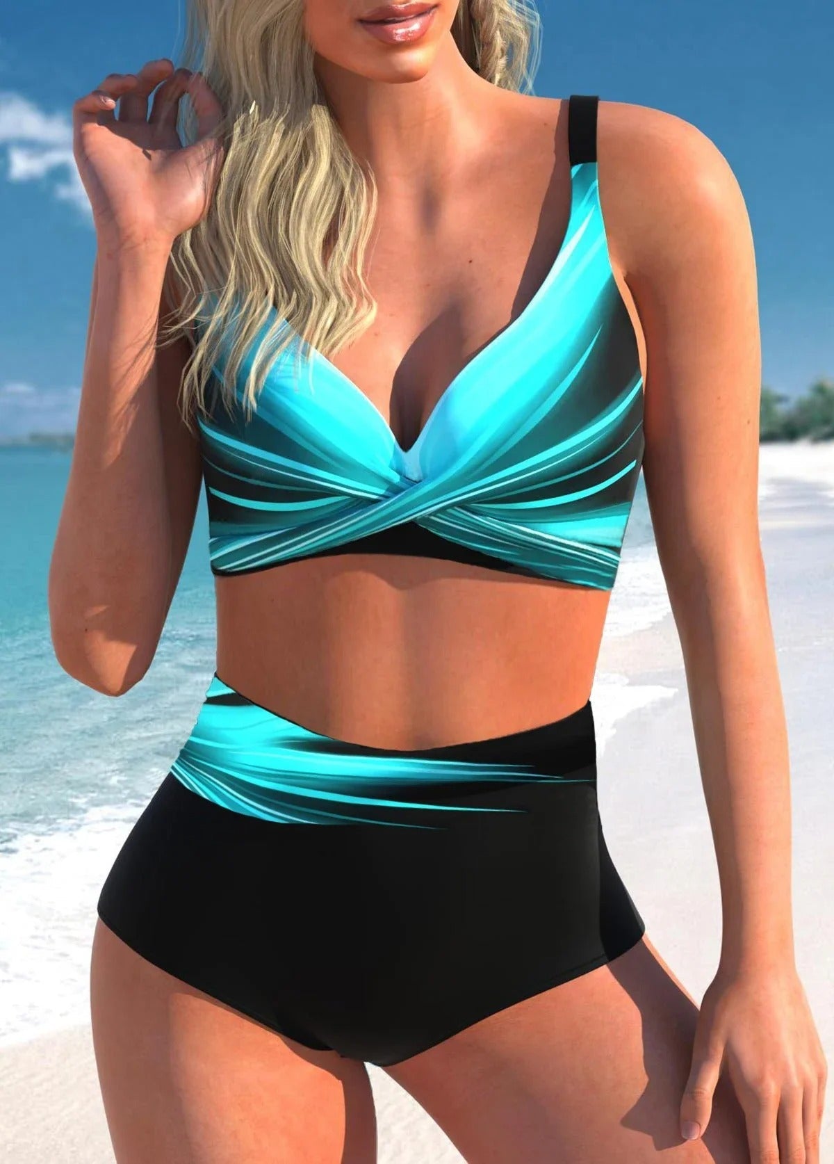 EM | Gepunkteter & gestreifter Bikini