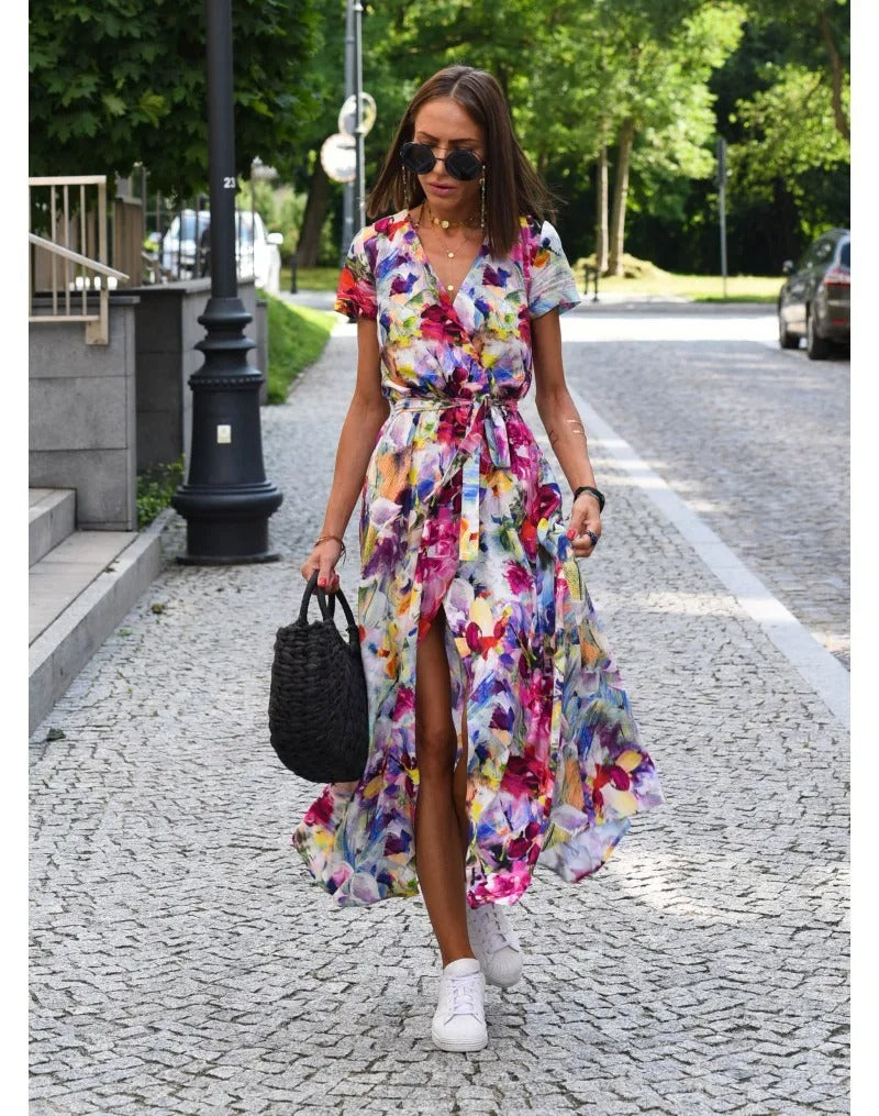 EM | Bedrucktes Sommer-Midikleid mit Schlitz