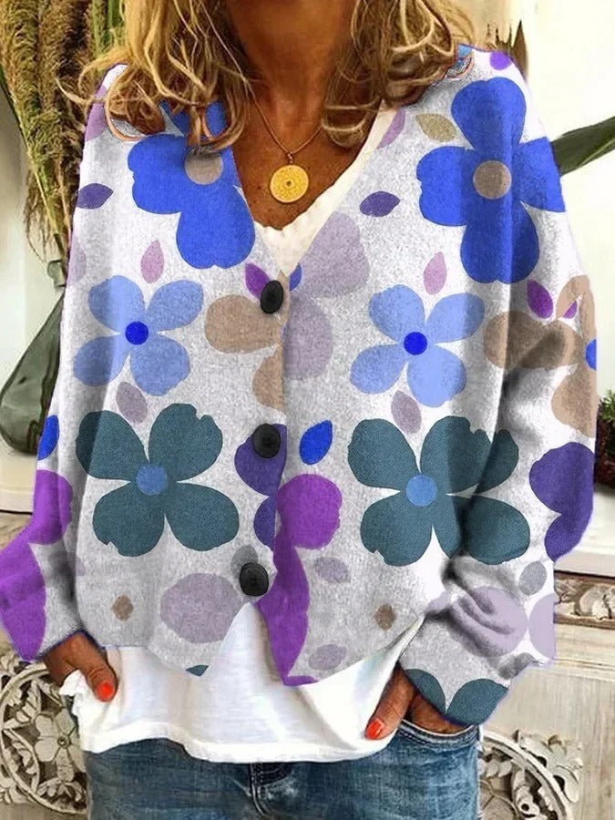 EM | Bedruckte Strickjacke mit Knopfleiste