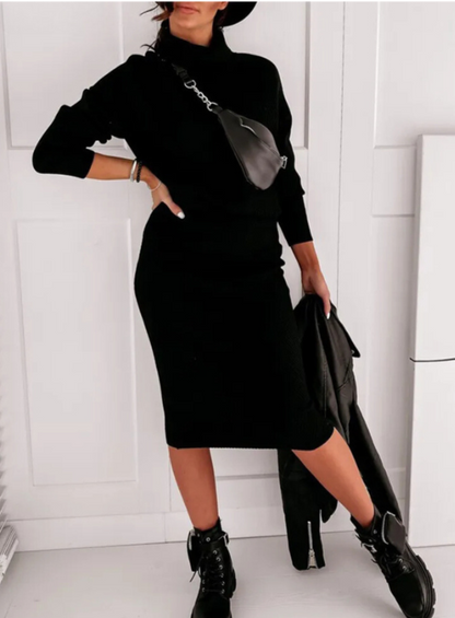 EM | Elegantes Set aus Rippenstrickpullover und Rock