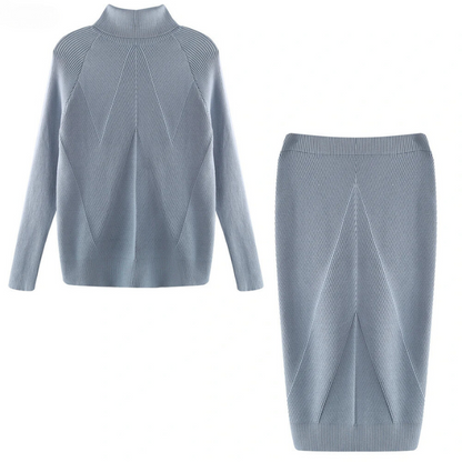 EM | Elegantes Set aus Rippenstrickpullover und Rock