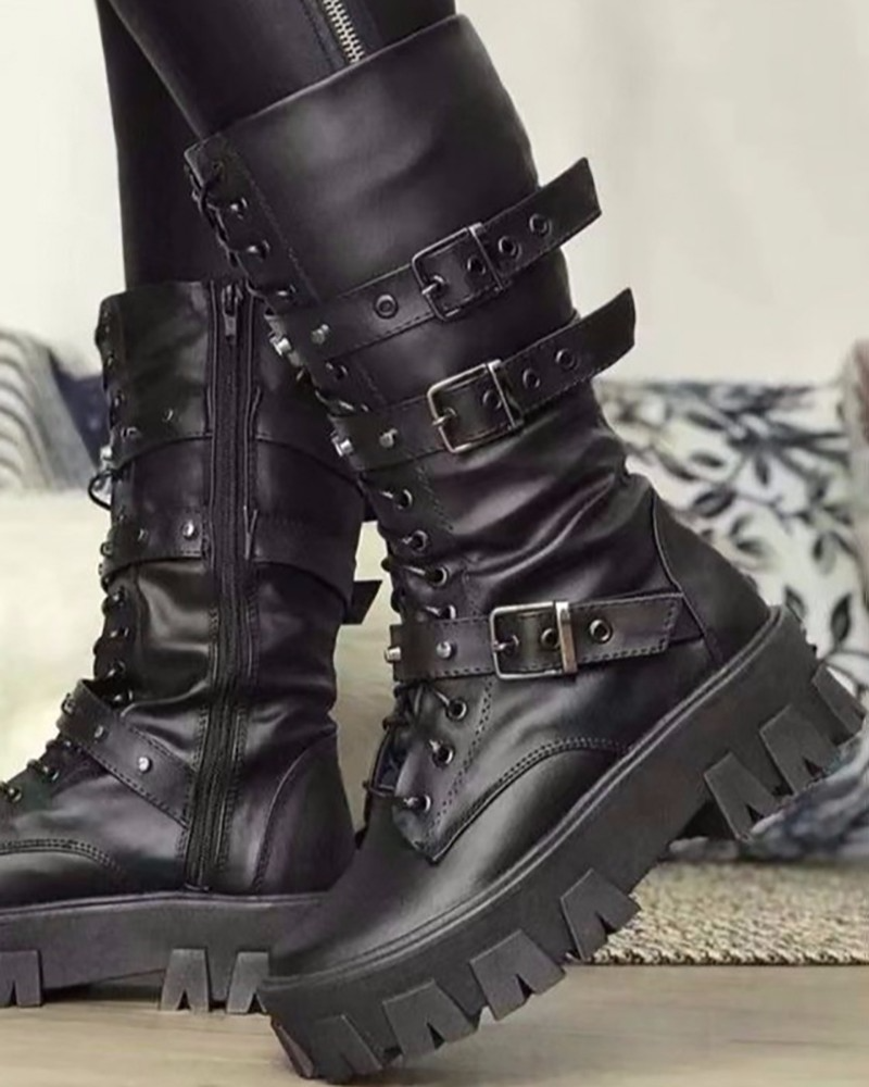 EM | Stiefel mit Reißverschluss und Schnallen