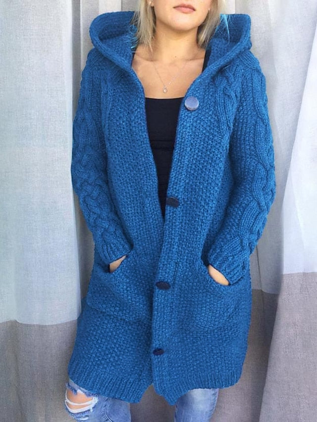 EM | Strickjacke mit Kapuze aus Grobstrick