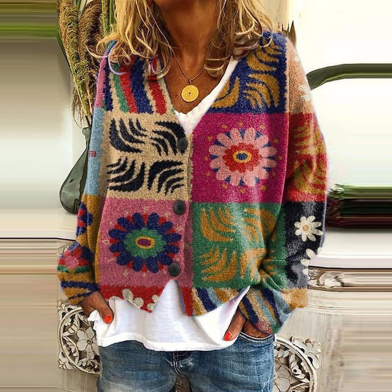 EM | Bedruckte Strickjacke mit Knopfleiste