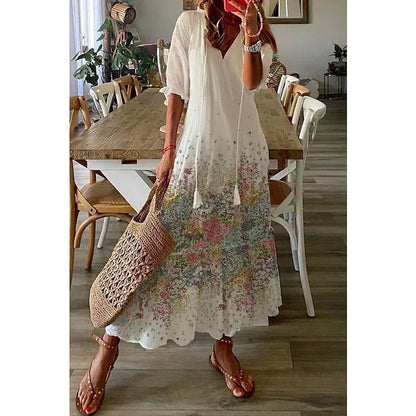 MW | Elegantes lockeres Baumwoll-Leinen Maxikleid 1 + 1 FREE