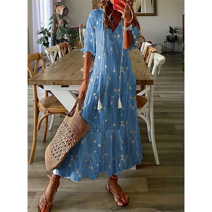 MW | Elegantes lockeres Baumwoll-Leinen Maxikleid 1 + 1 FREE