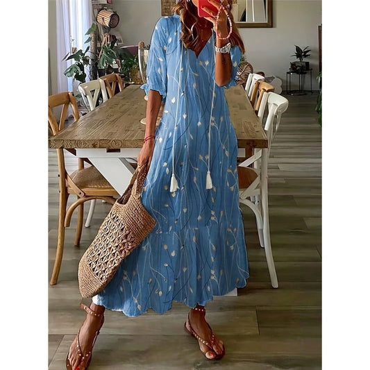 MW | Elegantes lockeres Baumwoll-Leinen Maxikleid 1 + 1 FREE