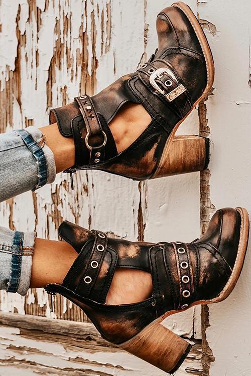 EM | Rustikale Stiefelette mit Blockabsätzen