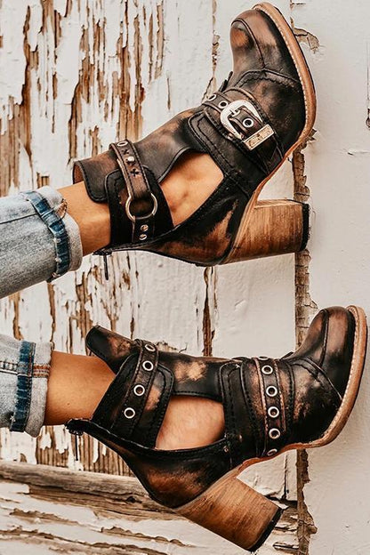 EM | Rustikale Stiefelette mit Blockabsätzen