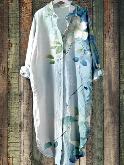 EM | Geknöpftes Midikleid mit Blumendruck