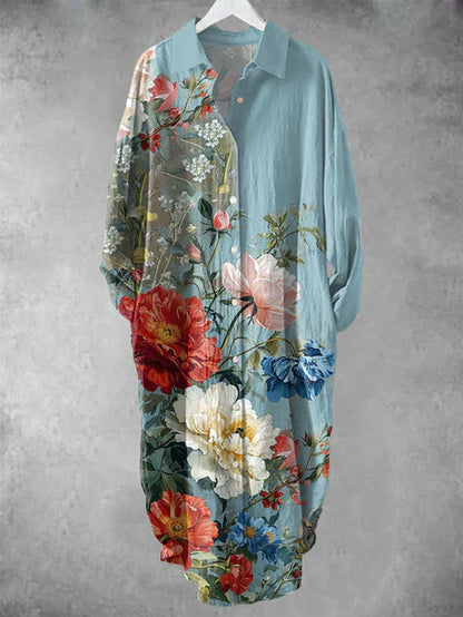 EM | Geknöpftes Midikleid mit Blumendruck