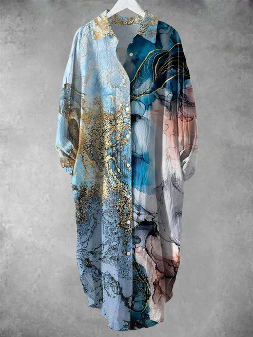 EM | Geknöpftes Midikleid mit Blumendruck