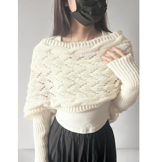 EM | Eleganter Strick-Wickelpullover mit durchbrochenem Detail