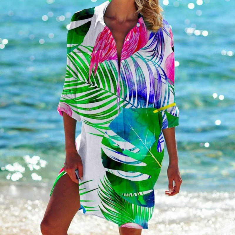EM | Buntes Button-Up midi kleid