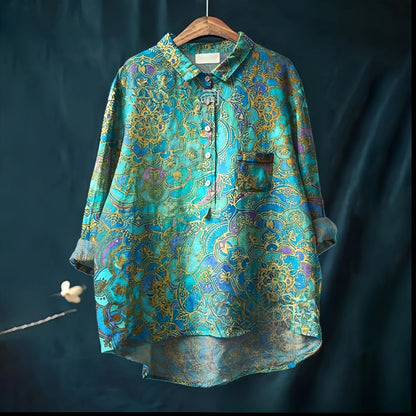 EM | Reverskragen Button-Down Langarmhemd mit Taschen