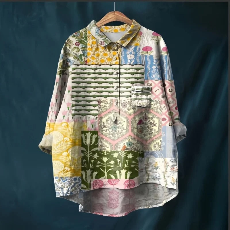EM | Reverskragen Button-Down Langarmhemd mit Taschen