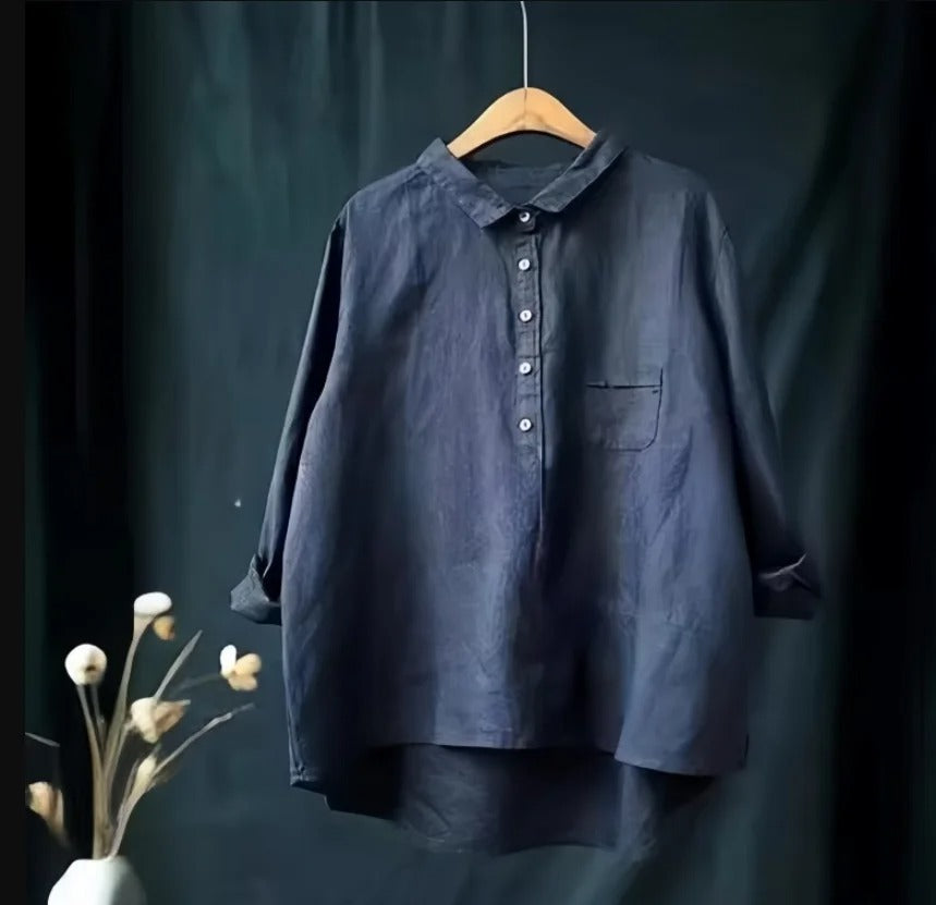 EM | Reverskragen Button-Down Langarmhemd mit Taschen