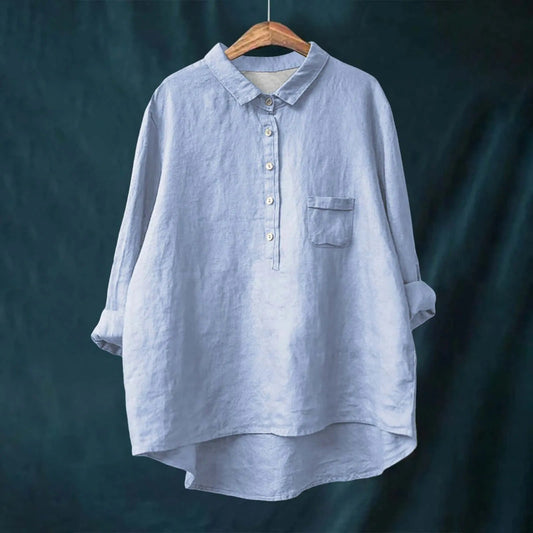 EM | Reverskragen Button-Down Langarmhemd mit Taschen