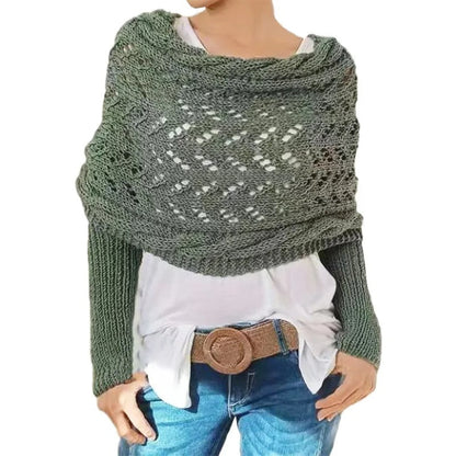 EM | Eleganter Strick-Wickelpullover mit durchbrochenem Detail