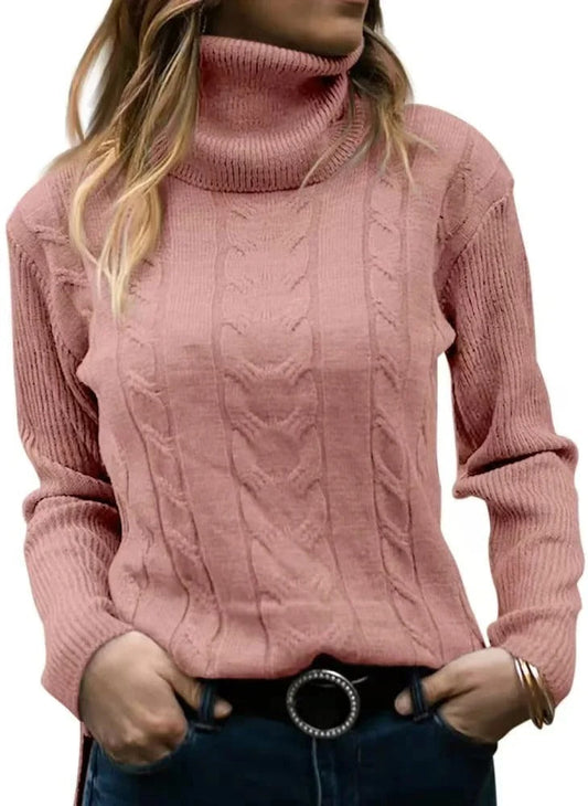 EM | Eleganter Turtle-neck pullover aus Zopfstrick