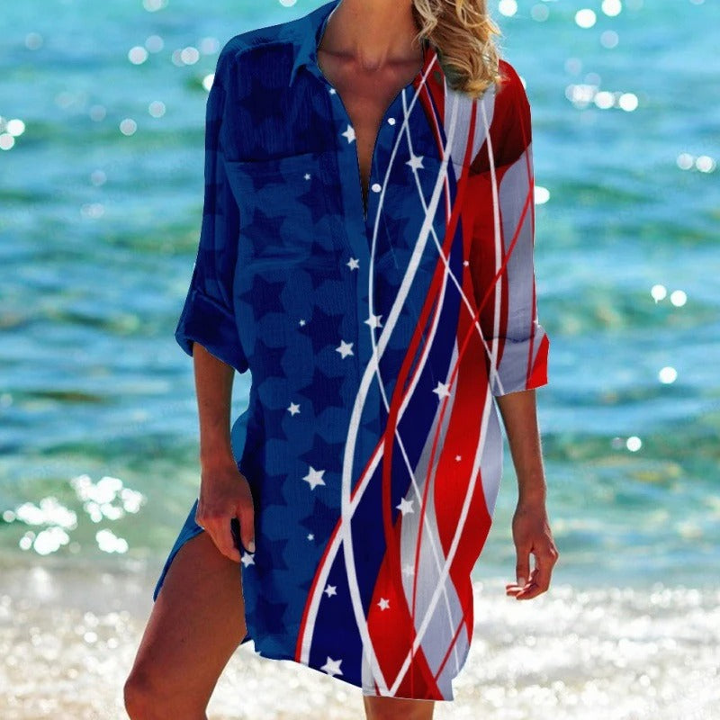 EM | Buntes Button-Up midi kleid