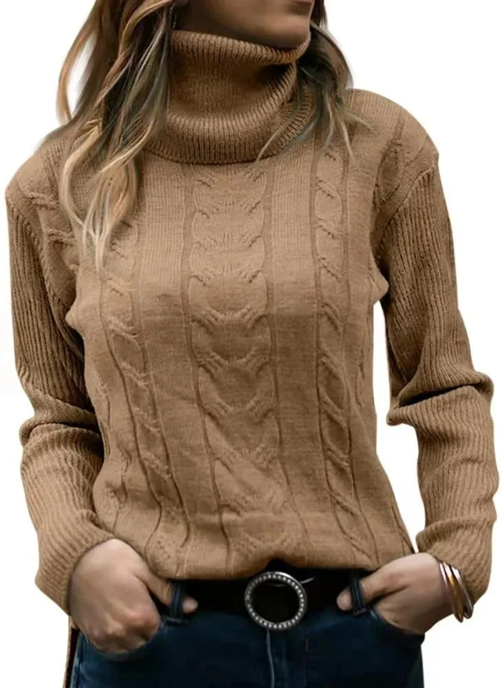 EM | Eleganter Turtle-neck pullover aus Zopfstrick
