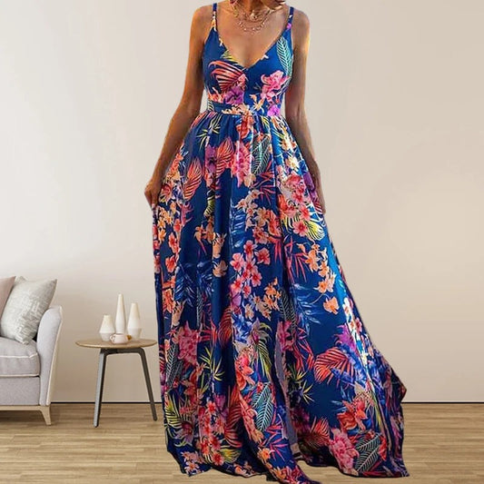 EM | Bedrucktes Kleid mit V-Ausschnitt