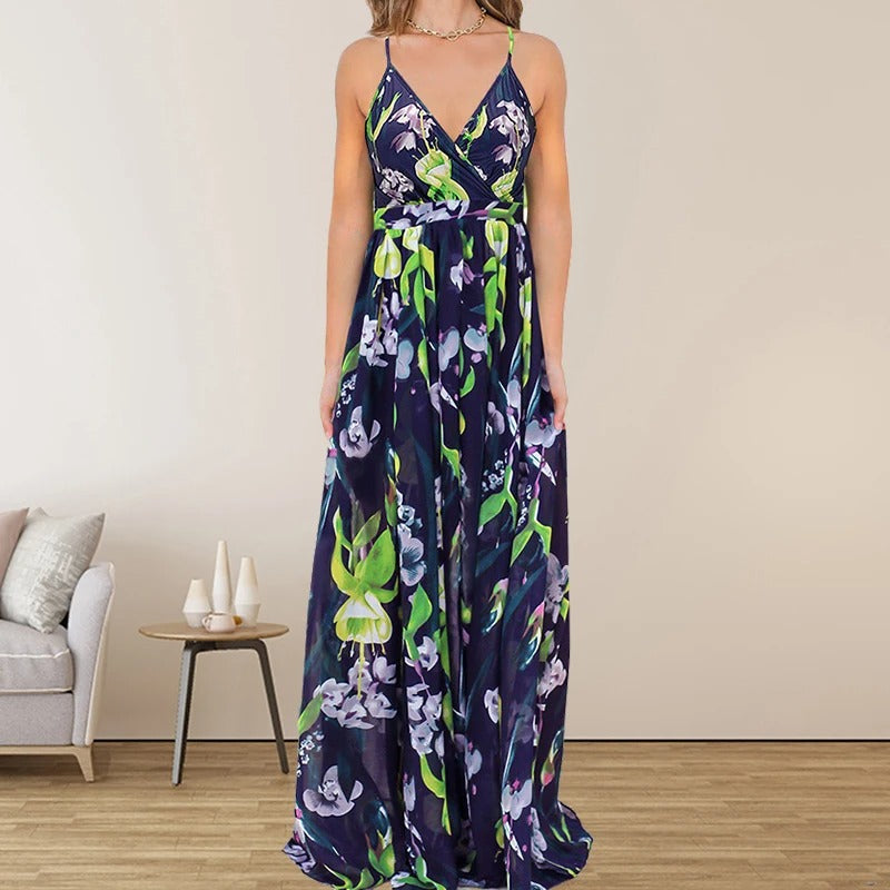 EM | Langes Kleid mit mehrfarbigem Druck