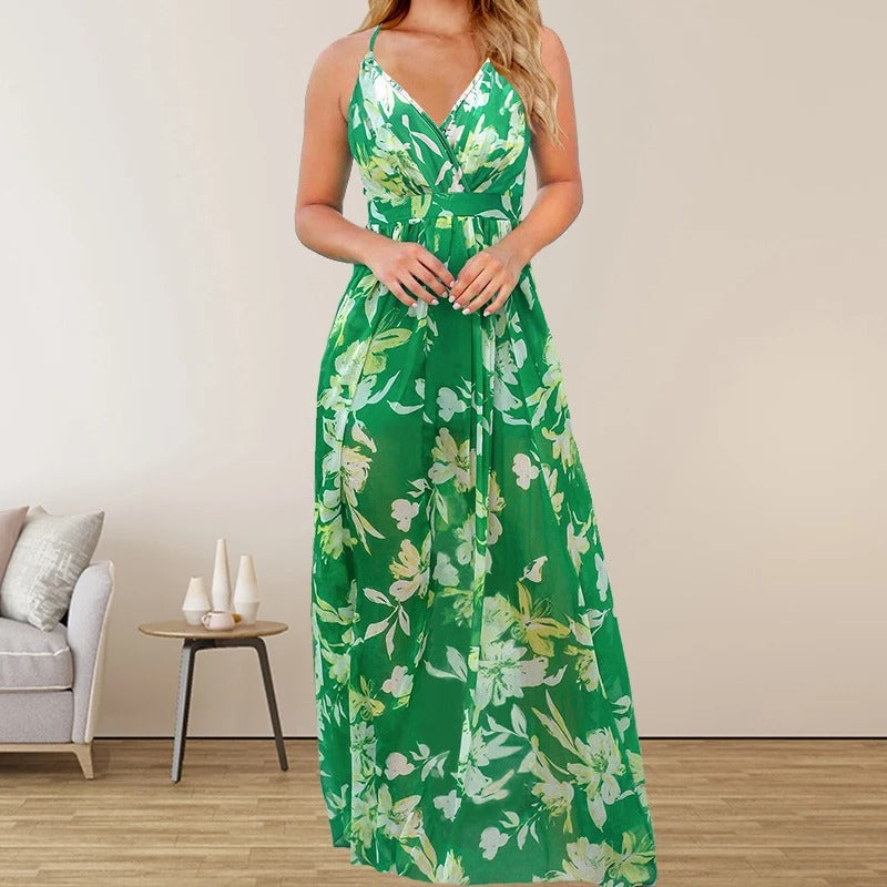 EM | Langes Kleid mit mehrfarbigem Druck