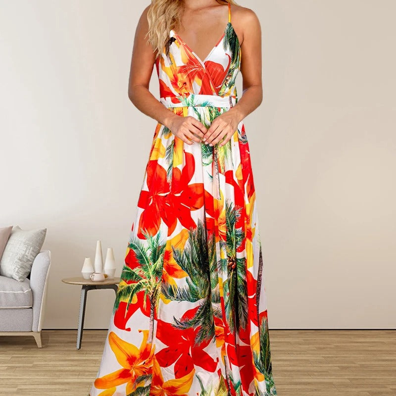 EM | Langes Kleid mit mehrfarbigem Druck