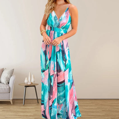 EM | Langes Kleid mit mehrfarbigem Druck