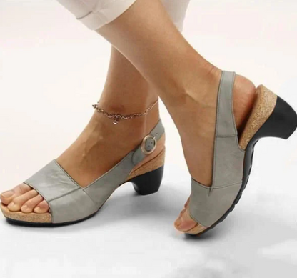 EM | Offene Slingback-Sandalen mit Blockabsatz